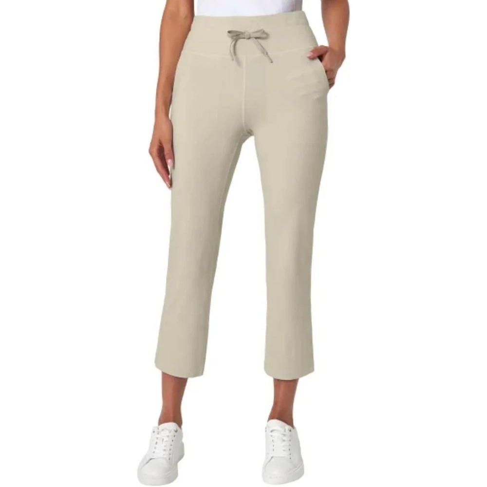 Mondetta High-Rise Capri With Drawcord, Feather Grey 25" Inseam, Size Large, NWT